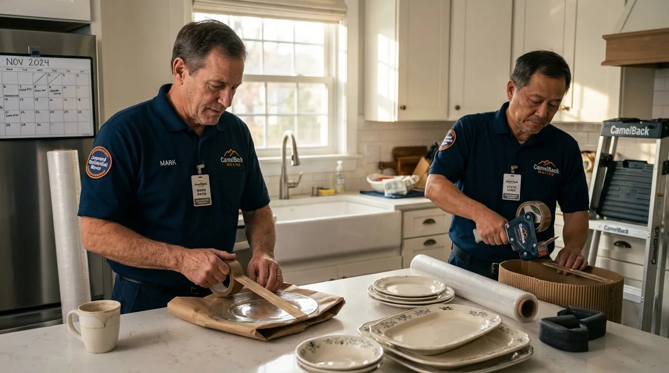 Professional crew packing kitchen dishware in Teaneck, NJ